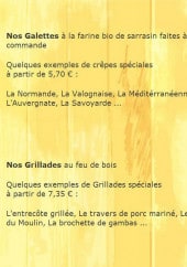 Menu Le Moulin de la Haulle - Les galettes et grillades