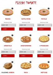 Menu Top food - Les pizzas tomate