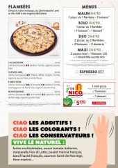 Menu La Pizza de Nico - Les flambées et menu