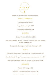 Menu Le Piras - La carte