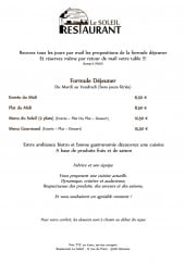 Menu Resto Le Soleil - Les formules midi