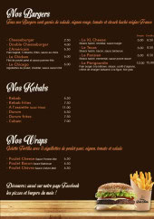 Menu Bella Notte - Les burgers, kebabs, ...