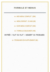 Menu La Cote Verte - formule et menus