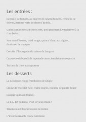 Menu L'Assiette II - Les entrées et desserts