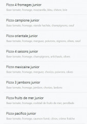 Menu Allo pizza 53 - Menu pizza junior suite 1