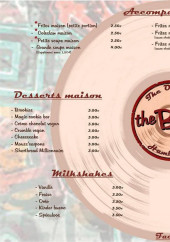 Menu The B53's - Les desserts et boissons