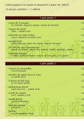 Menu Abracadabra - Les plats