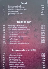 Menu Chinexpress - Les fruits de mer , bœufs  et légumes,....