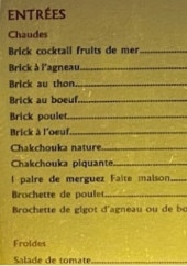 Menu Le Djurdjura - Les entrées