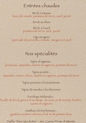 Menu Le Fantasia - Les entrées chaudes et  spécialités