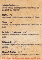 Menu Le Palais Exotique - salades, daurades...