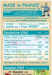 Menu Made In France - Les sandwiches et salades
