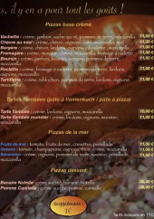 Menu Brasserie Baccarat - Les pizzas suite
