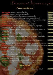 Menu Brasserie Baccarat - Les pizzas