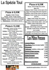 Menu La Spézia - Les pizzas et pates