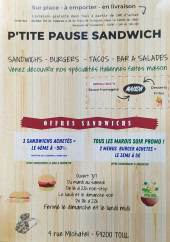 Menu P'tite Pause Sandwich - Carte et menu  P&#039;tite Pause Sandwich  Toul