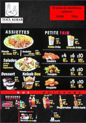 Menu Toul kebab - Les assiettes, petites faims et boissons,...
