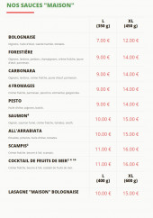 Menu La Pizz'a Gaël'O David - Les sauces