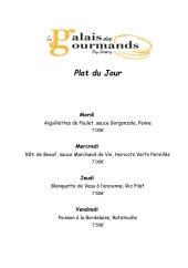 Menu Le Palais Des Gourmands - La carte