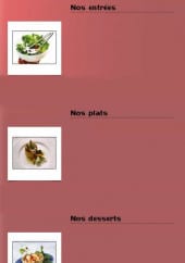 Menu La Ruota - Les entrées, plats, desserts