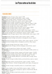 Menu Pam Pizzas - Les pizzas