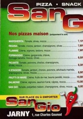 Menu San Gio - Pizzas