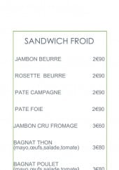 Menu Chez Loulou - Sandwiches froids 