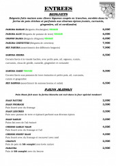 Menu L’indus - Entrées