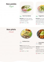 Menu Poke Bar - Les pokés végan et plats
chauds