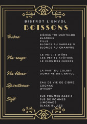 Menu L'envol - Les boissons