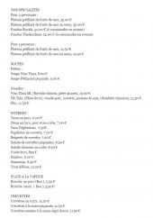 Menu L'Orient - Les spécialités, soupes, entrées...