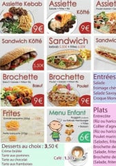 Menu Le délice - Les menus : assiette kebab, frites, plats, boisson...