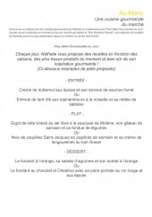 Menu Le Jardin Gourmand - Le menu