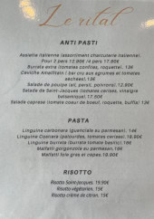 Menu Le Rital - Les entrées, pates et risotto