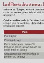 Menu Le Scenario - Plats