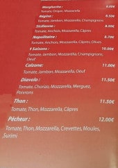 Menu Bar restaurant Pizzeria de la Place - pizzas