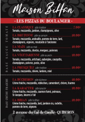 Menu Maison Bihan - Les pizzas du boulanger