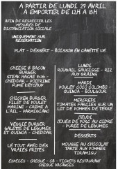 Menu Ô P’tit Bistrot - Exemple de menu  à emporter