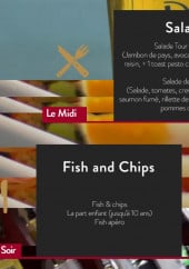 Menu Le Tour Du Monde - Les salades,sandwiches, fish and chips...