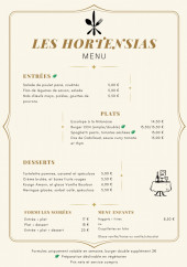 Menu Le Clos des Hortensias - Menu du mois de mai 2023
