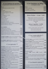 Menu Les Logoden - Les galettes, spéciales et coupes glacées,...