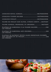 Menu New Chef Oriental - Les plats