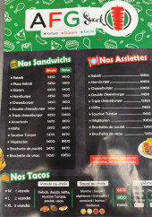 Menu Afg Snack - Les assiettes, sandwichs et tacos