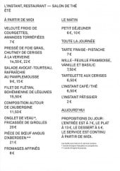 Menu L'instant - La carte d' été