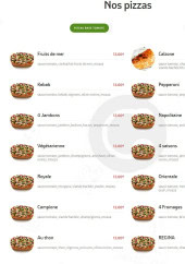 Menu Mondo Pizza - Les pizzas base tomate
