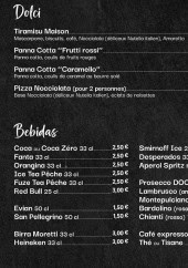 Menu Cusano - Les desserts et boissons