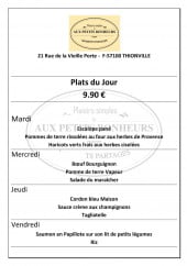 Menu Aux Petits Bonheurs - Un exemple des  plats de la semaine