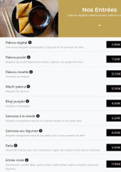 Menu Le Shalimar - Les entrées