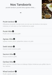 Menu Le Shalimar - Les tandooris
