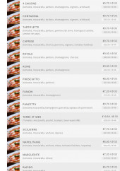 Menu Fredy pizza - Les pizzas page 1